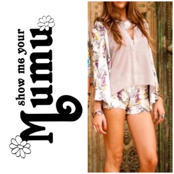 Show Me Your Mumu Jess Eyelet Cardigan medium floral green purple yellow - Picture 3 of 8